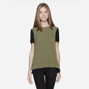 Colorblock Green Black Hi Lo Hem TShirt Mixed Media Jones New York JNY Size XL